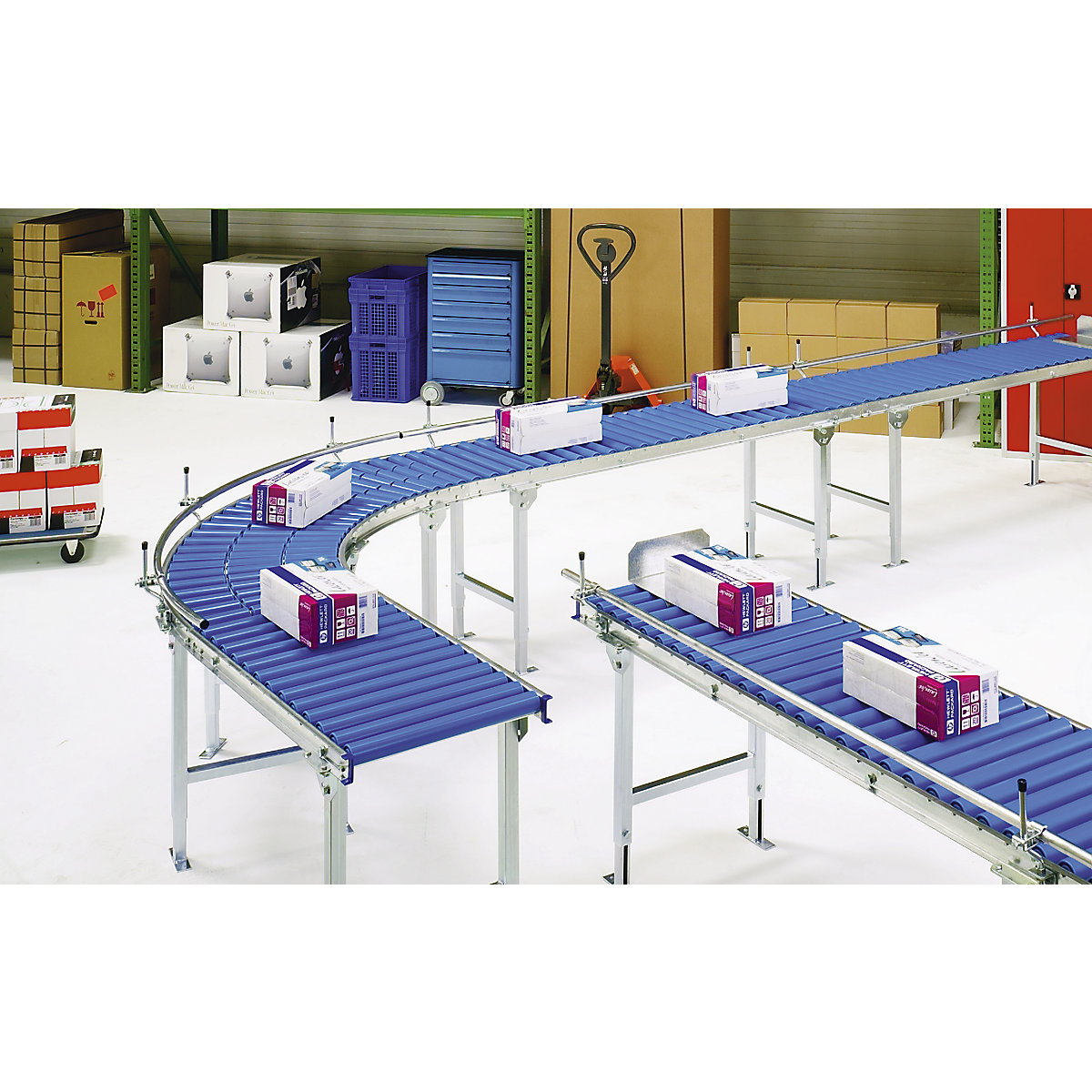 Light duty roller conveyor, aluminium frame with aluminium rollers – Gura, track width 500 mm, axle spacing 62.5 mm, length 1.5 m-1