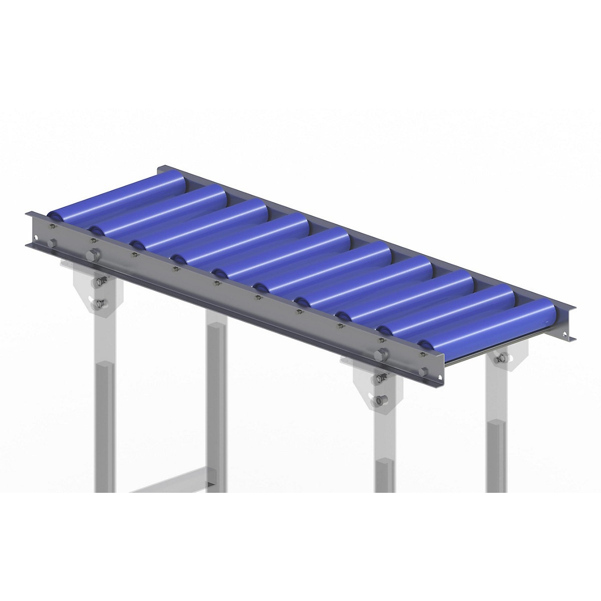 Light duty roller conveyor, steel frame with plastic rollers – Gura