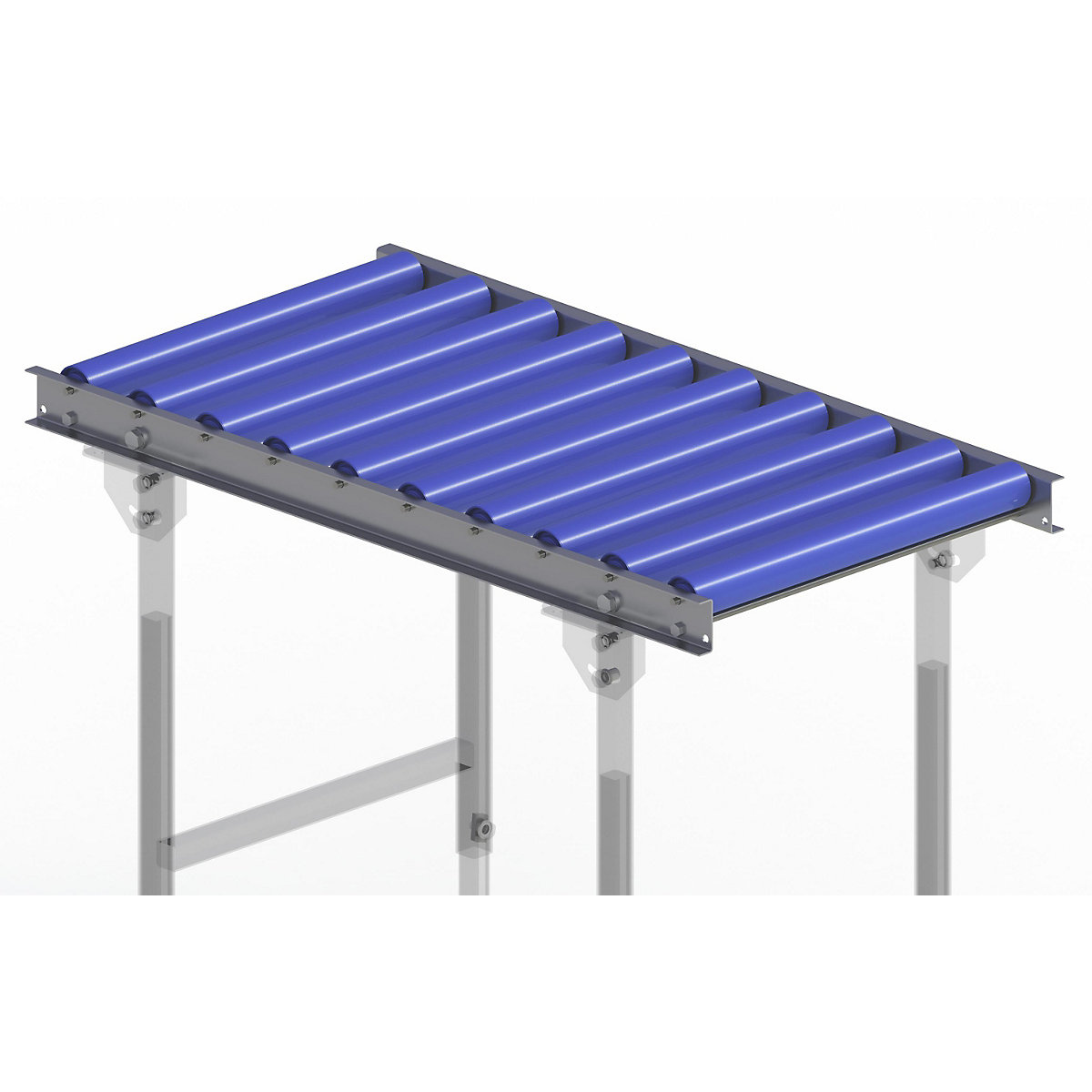Light duty roller conveyor, steel frame with plastic rollers – Gura