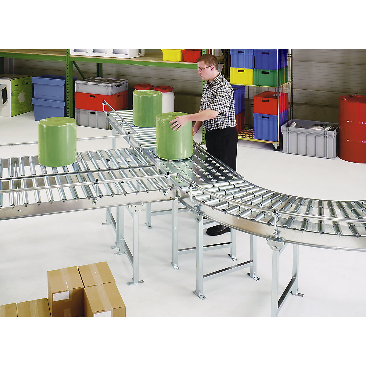 Roller conveyor, steel frame with zinc plated steel rollers – Gura (Product illustration 2)-1