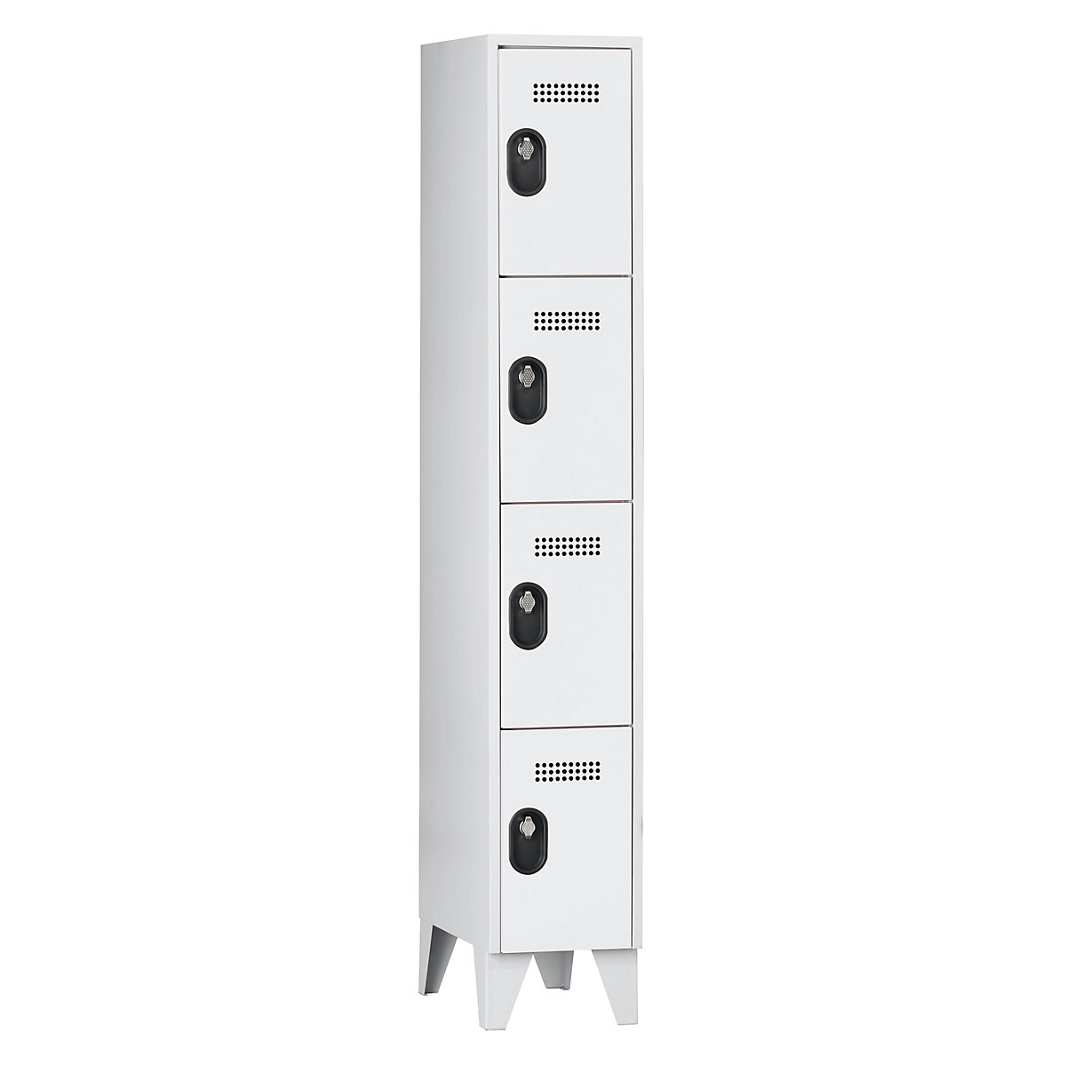 Köln 4-fold compartment locker – Wolf, 1 compartment, light grey, 300 mm-0