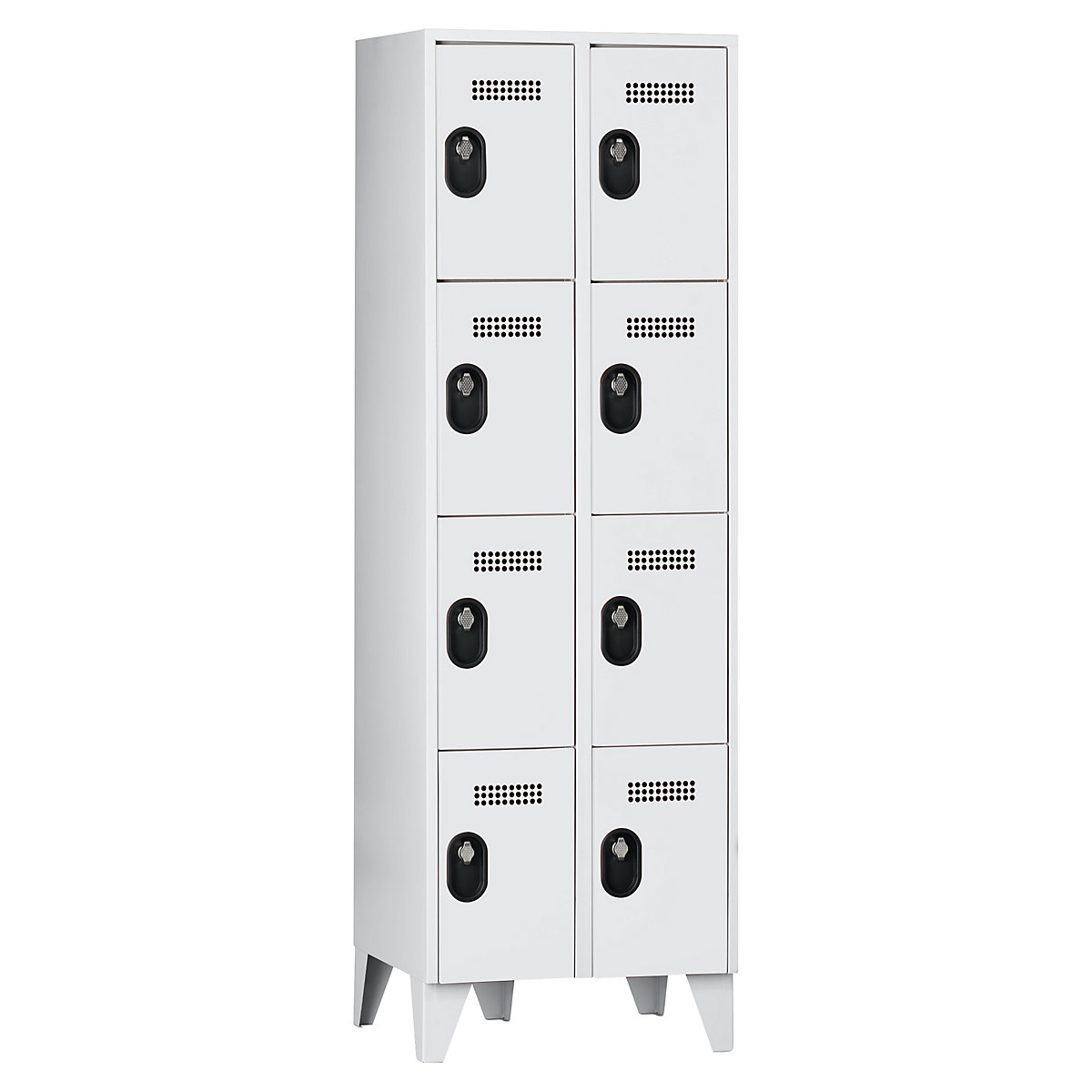 Köln 4-fold compartment locker – Wolf, 2 compartments, light grey, 600 mm-0