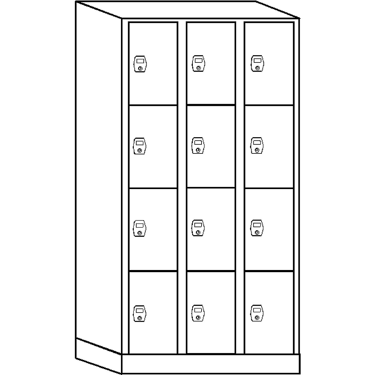 Stuttgart 4-fold compartment locker – Wolf (Product illustration 3)-2