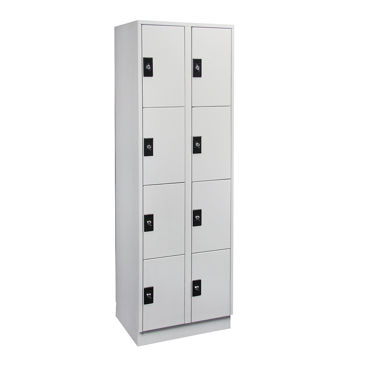 Stuttgart 4-fold compartment locker – Wolf, 2 compartments, light grey / light grey-0