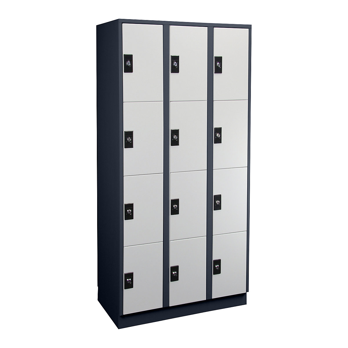 Stuttgart 4-fold compartment locker – Wolf, 3 compartments, charcoal / light grey-0