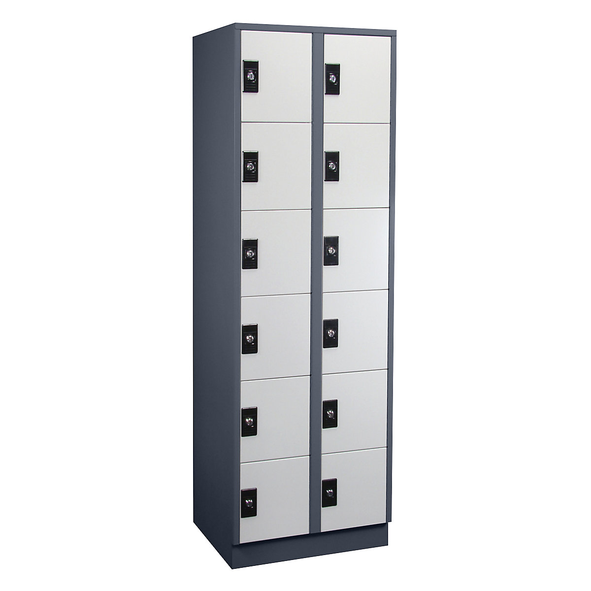 Stuttgart 6-fold compartment locker – Wolf, 2 compartments, charcoal / light grey-0