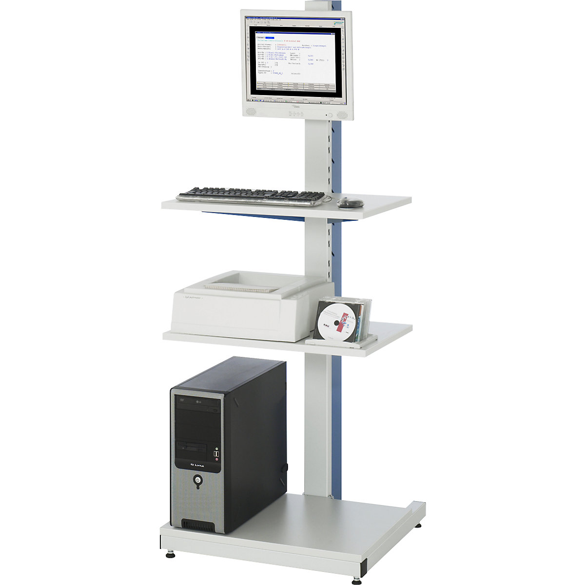 Computer stand – RAU, cable duct with integrated 4-socket power strip, static-0