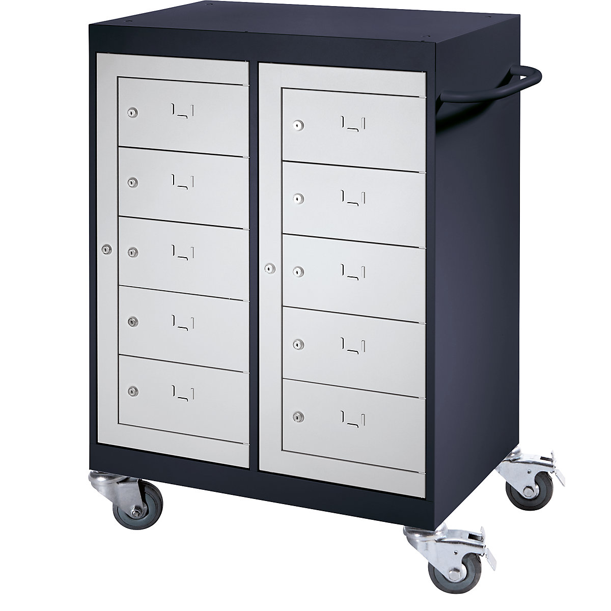 Laptop trolley, 10 compartments, black grey / light grey-0