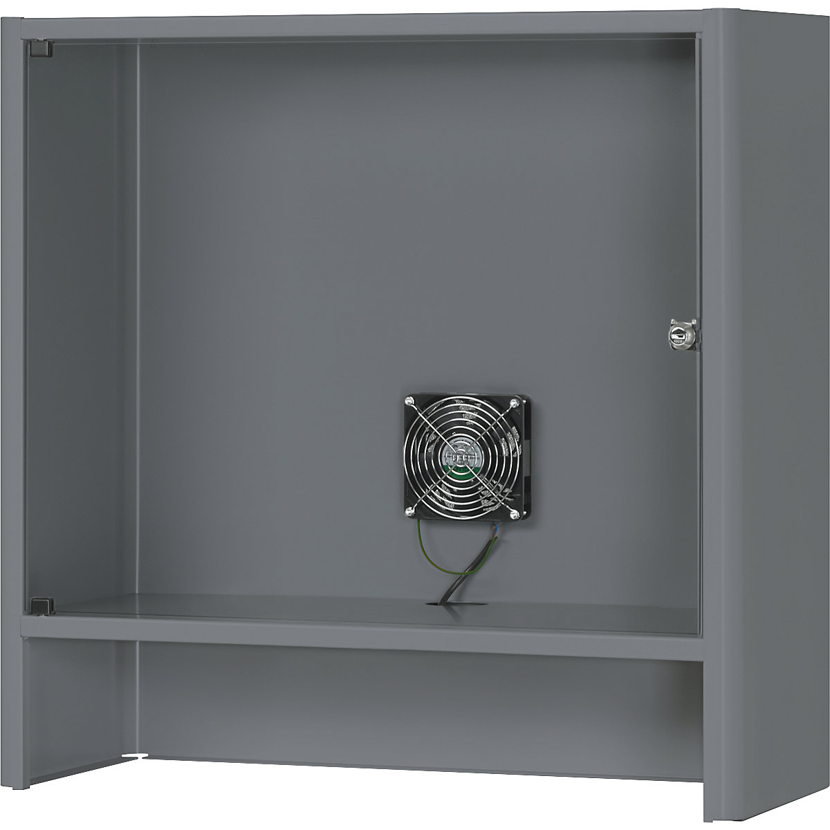 Monitor housing with integrated ventilation fan – RAU, HxWxD 710 x 720 x 300 mm, metallic charcoal-0