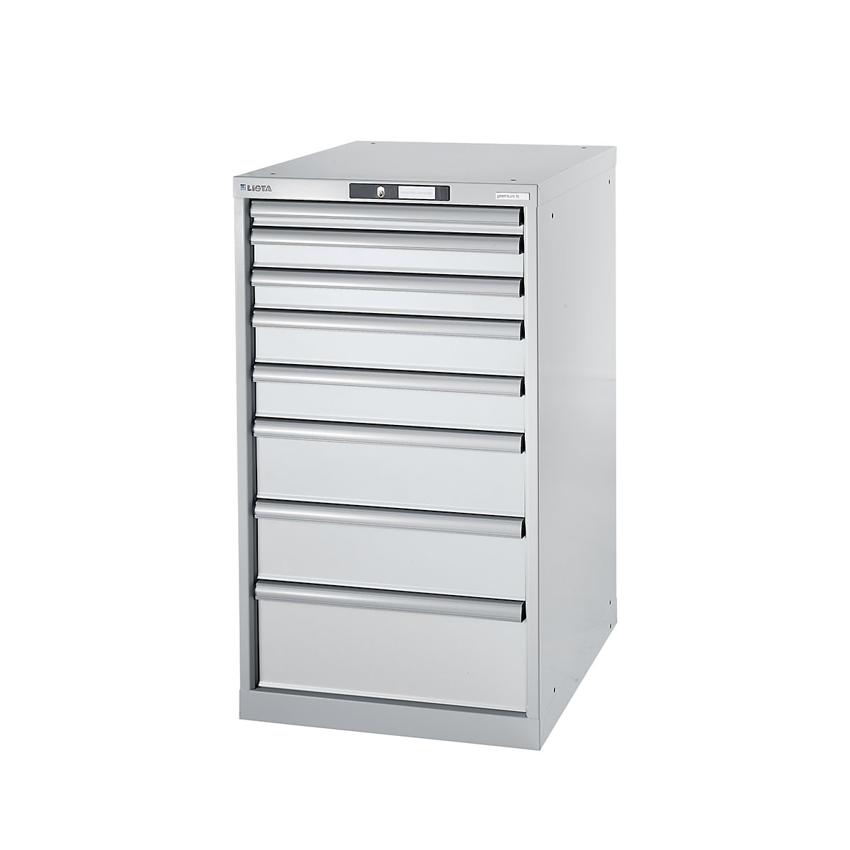 Modular workbench system, drawer unit – LISTA, height 1000 mm, 8 drawers, light grey-0