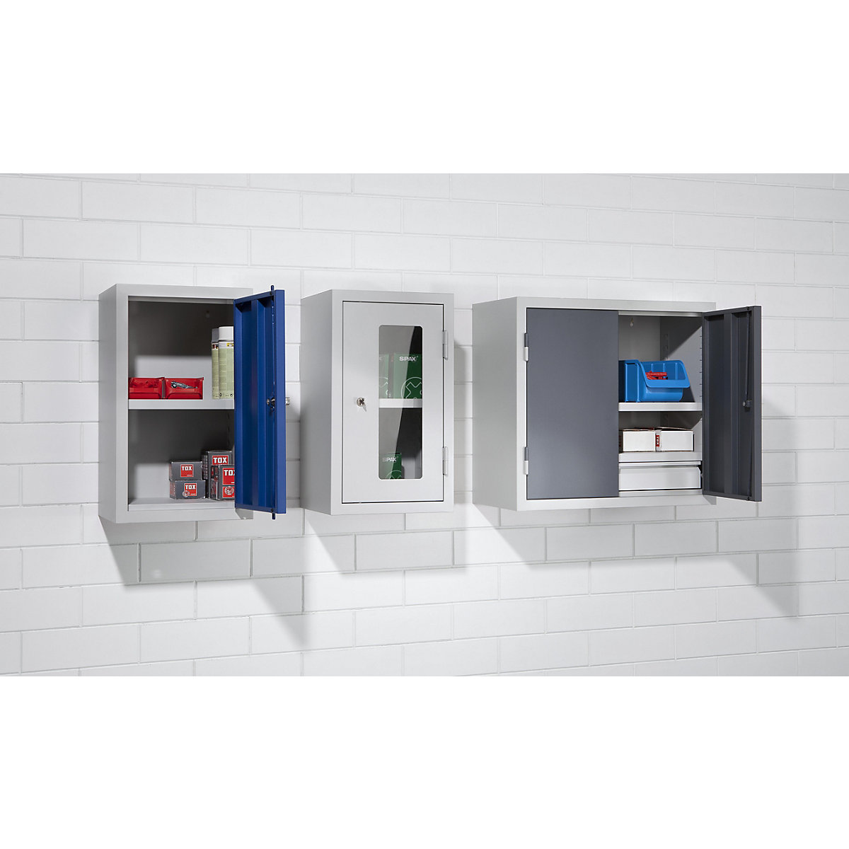 Wall mounted cupboard for the workshop – eurokraft basic (Product illustration 3)-2
