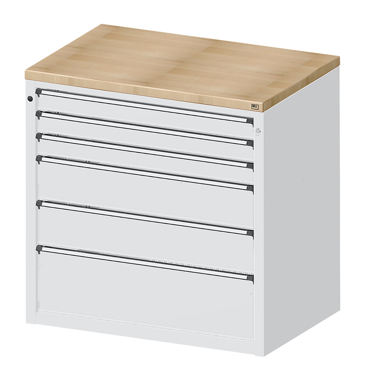 Cabinet for material and tool dispensing counter – ANKE, 3 x 90 mm drawers, 2 x 180 mm drawers, 1 x 270 mm drawer, grey-0
