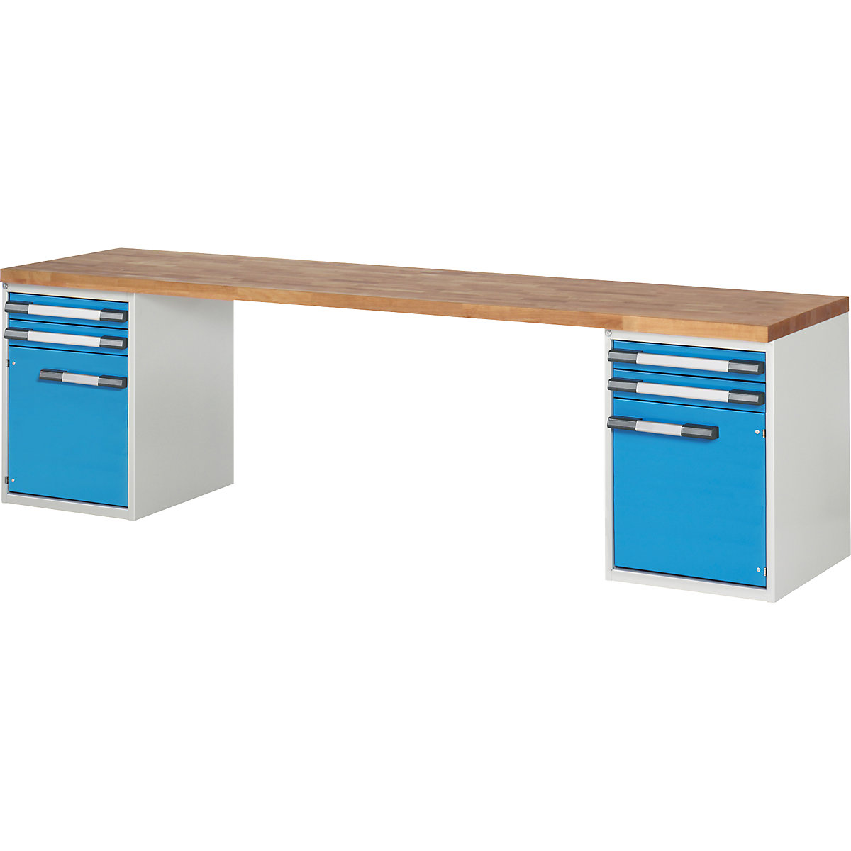 Pracovní stůl se stacionárními kontejnery, stavebnicový systém série 7000 – eurokraft pro