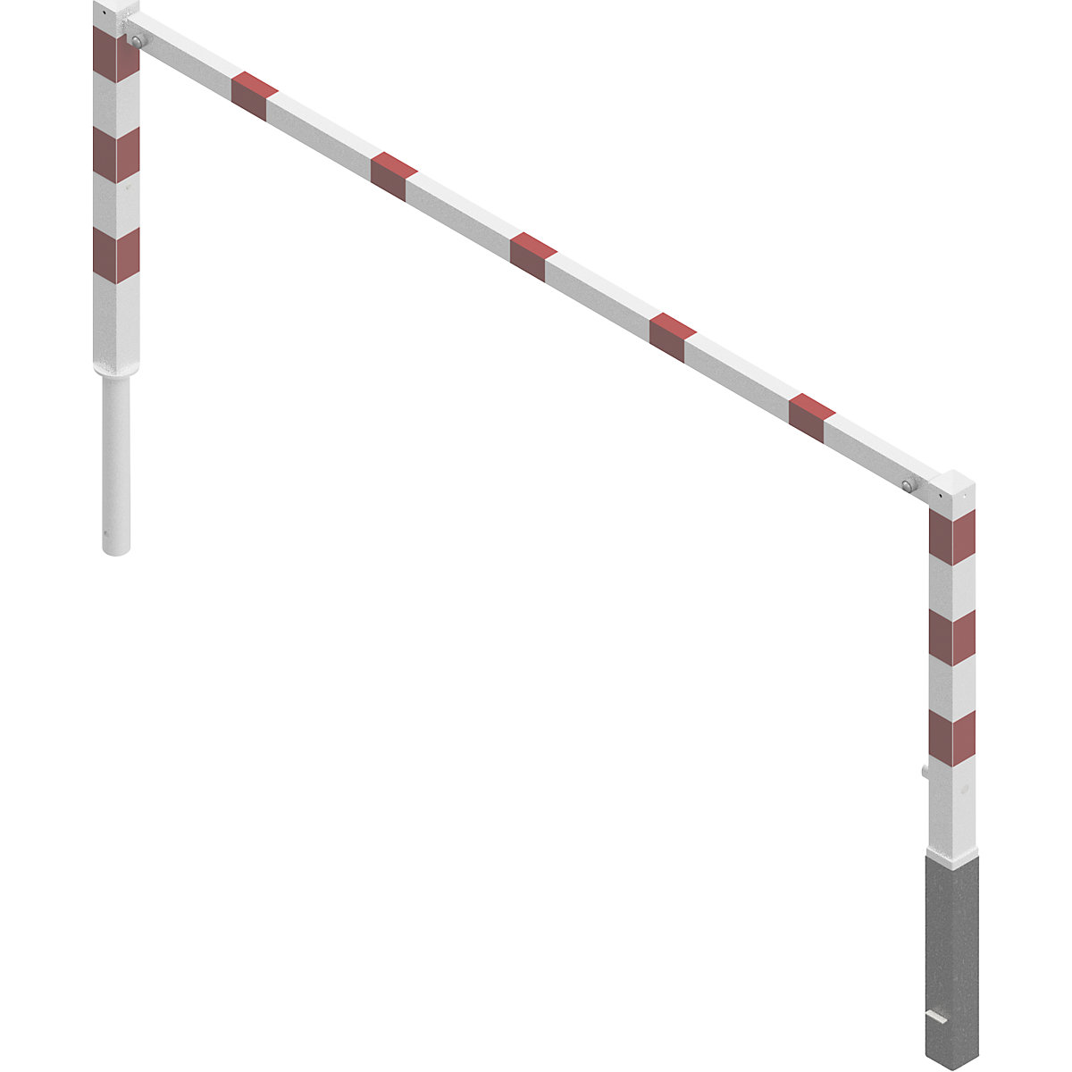 Cancela, basculante – Schake, com travessa superior, branca com tiras refletoras vermelhas, largura 2500 mm-0