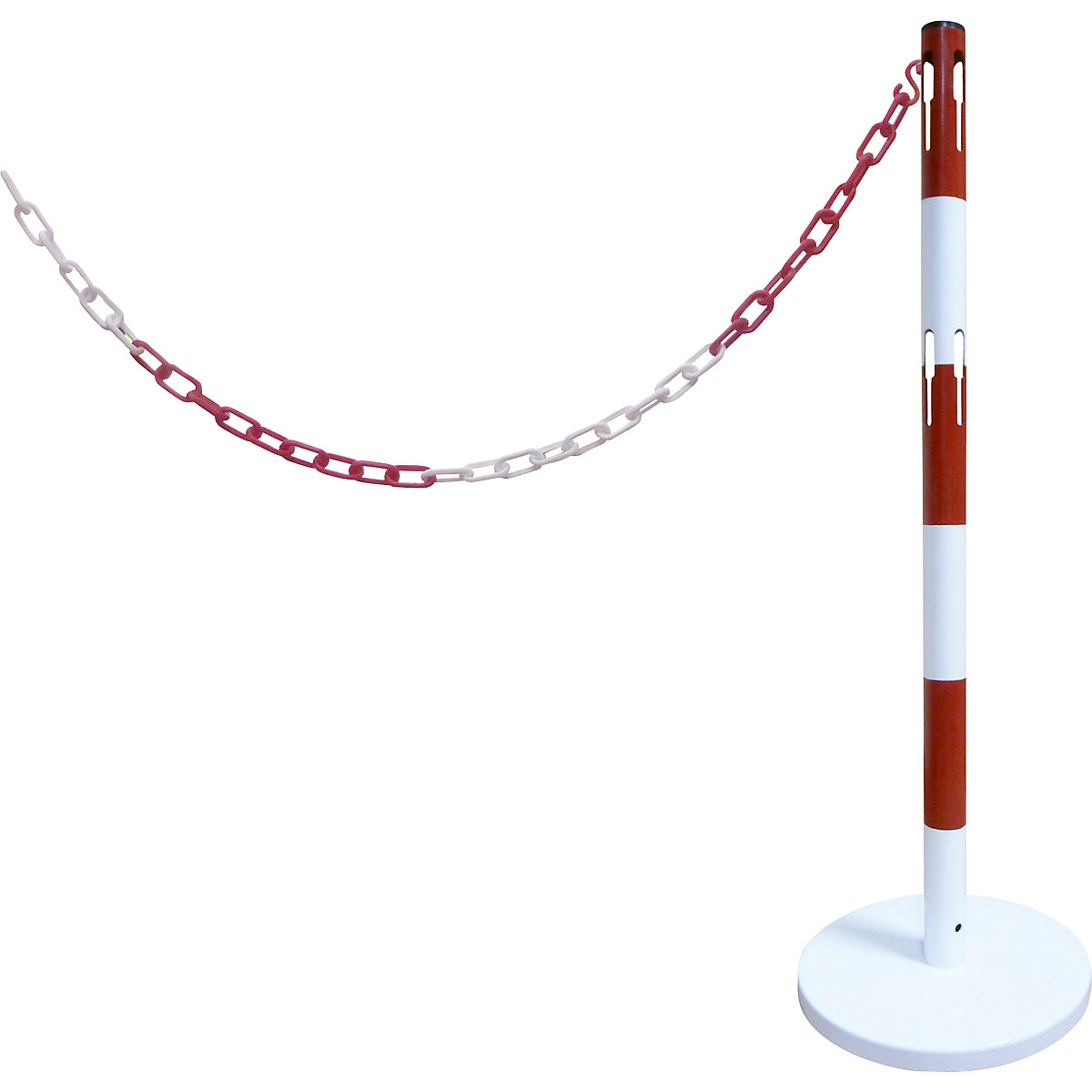 Conjunto de ampliação para poste de barreira com corrente – VISO, 1 poste, corrente de 2,5 m, vermelho / branco-0