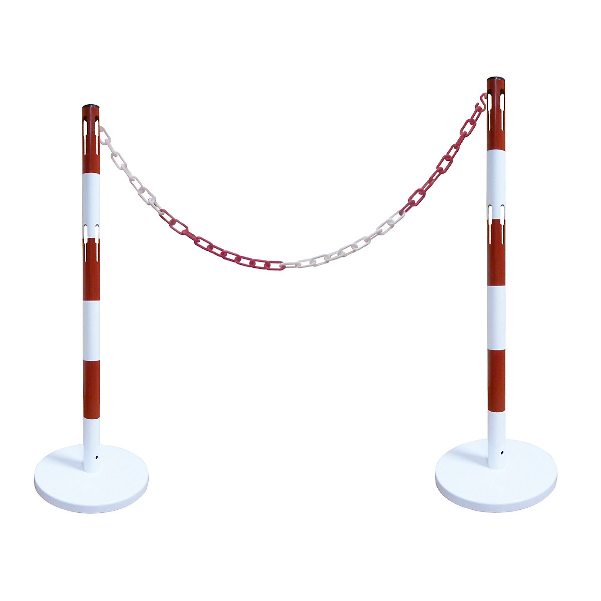 Conjunto de postes com corrente – VISO, 2 postes, corrente de 2,5 m, vermelho / branco-0