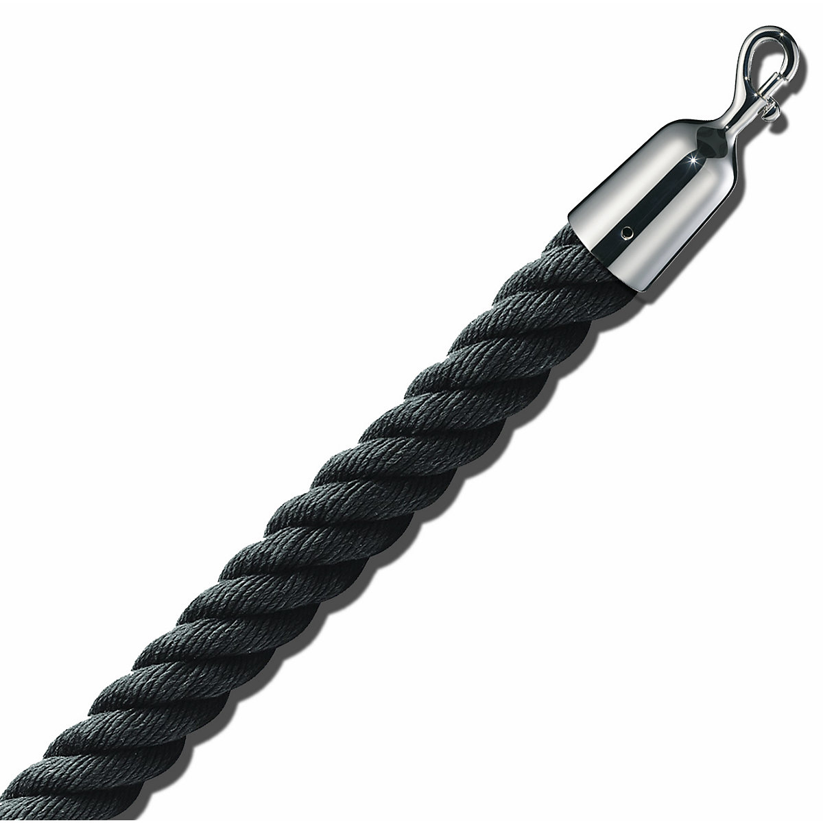 Cordão de barreira 1,5 m, peças finais cromadas, cordão preto-0