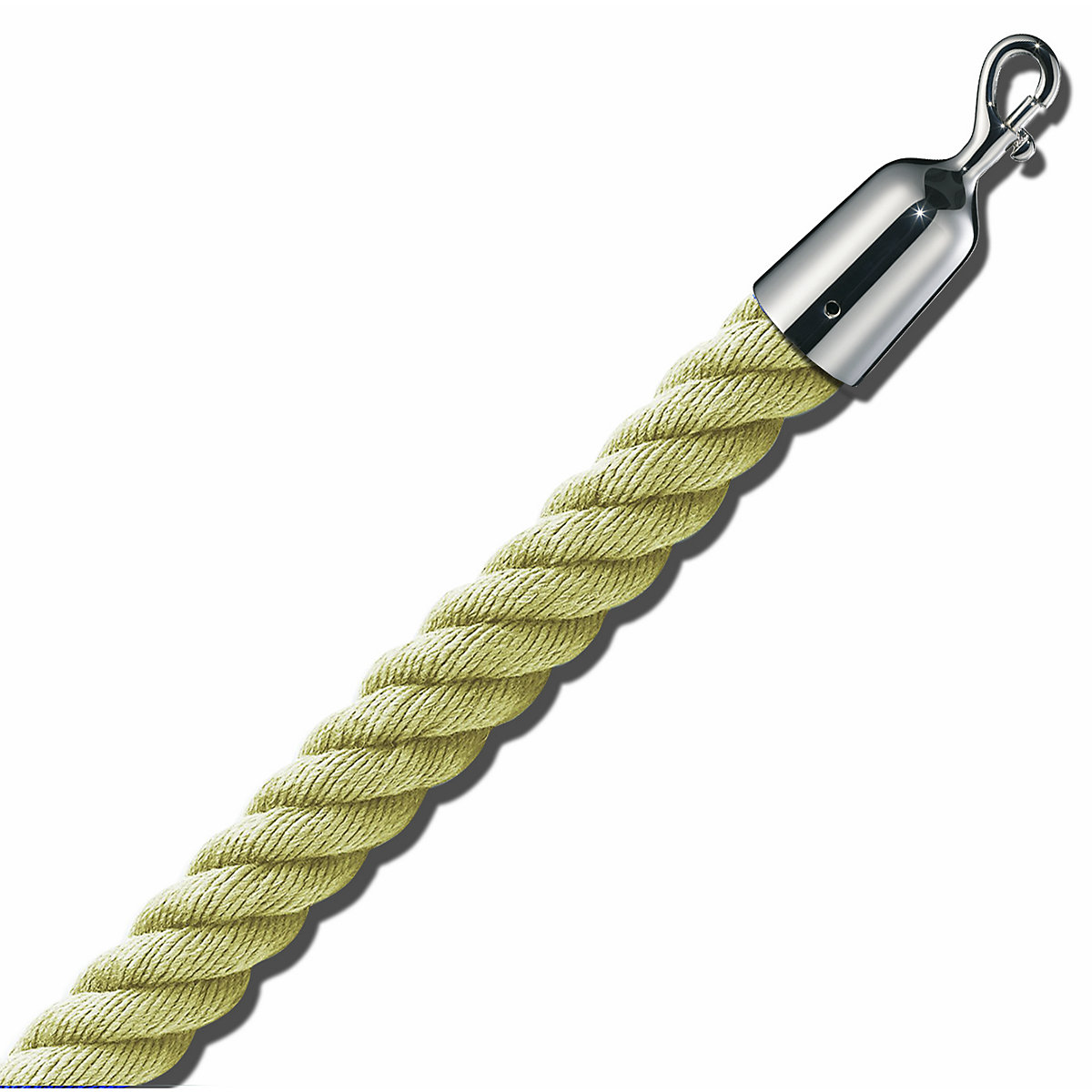 Cordão de barreira 1,5 m, peças finais cromadas, cordão bege-0