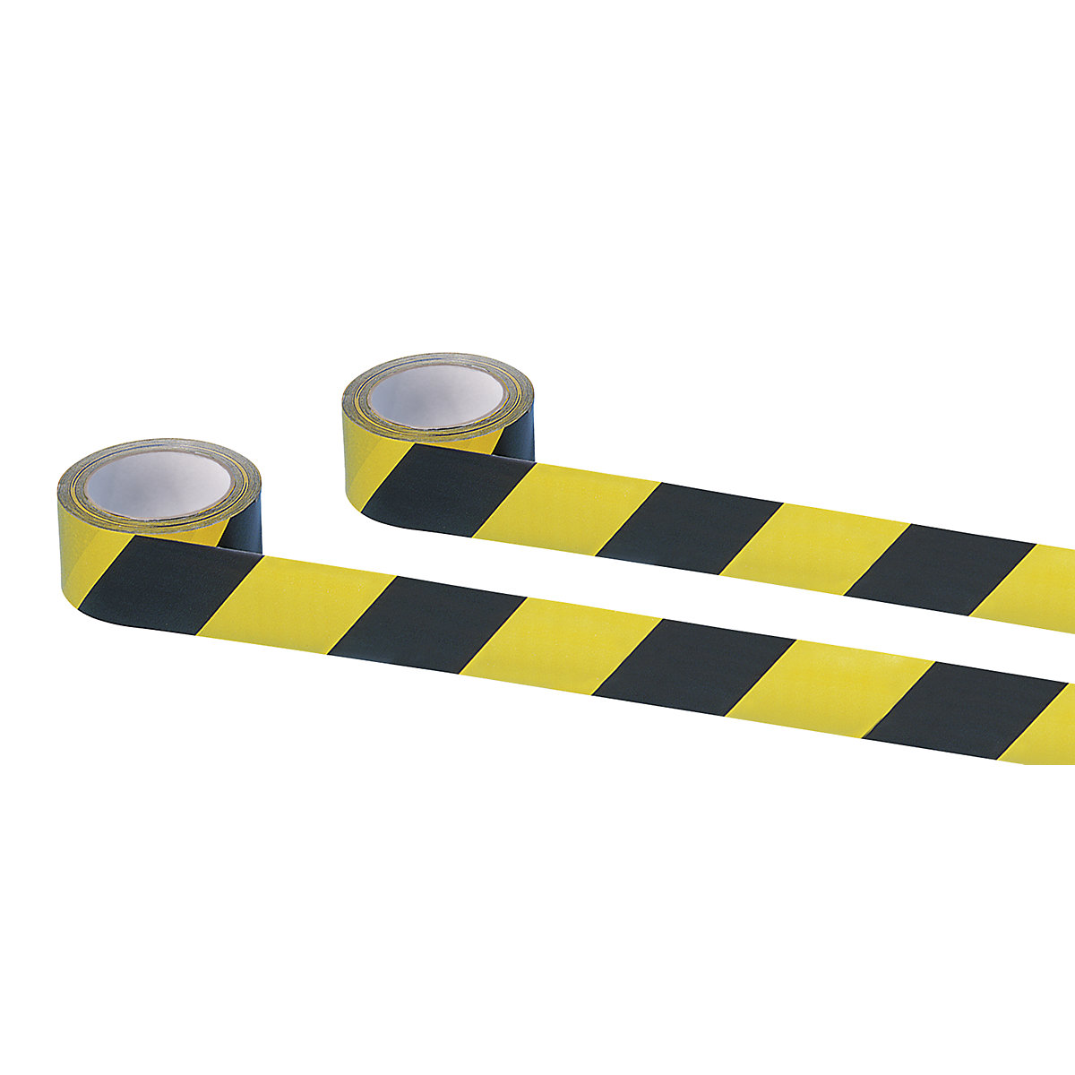 Fita de aviso e marcação autocolante, cor amarelo / preto, embalagem de 2 rolos-0