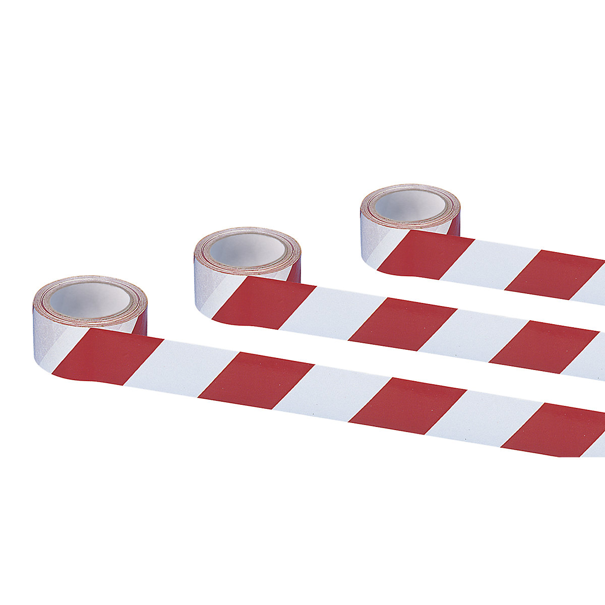 Fita de aviso e marcação autocolante, cor vermelho / branco, embalagem de 3 rolos-0