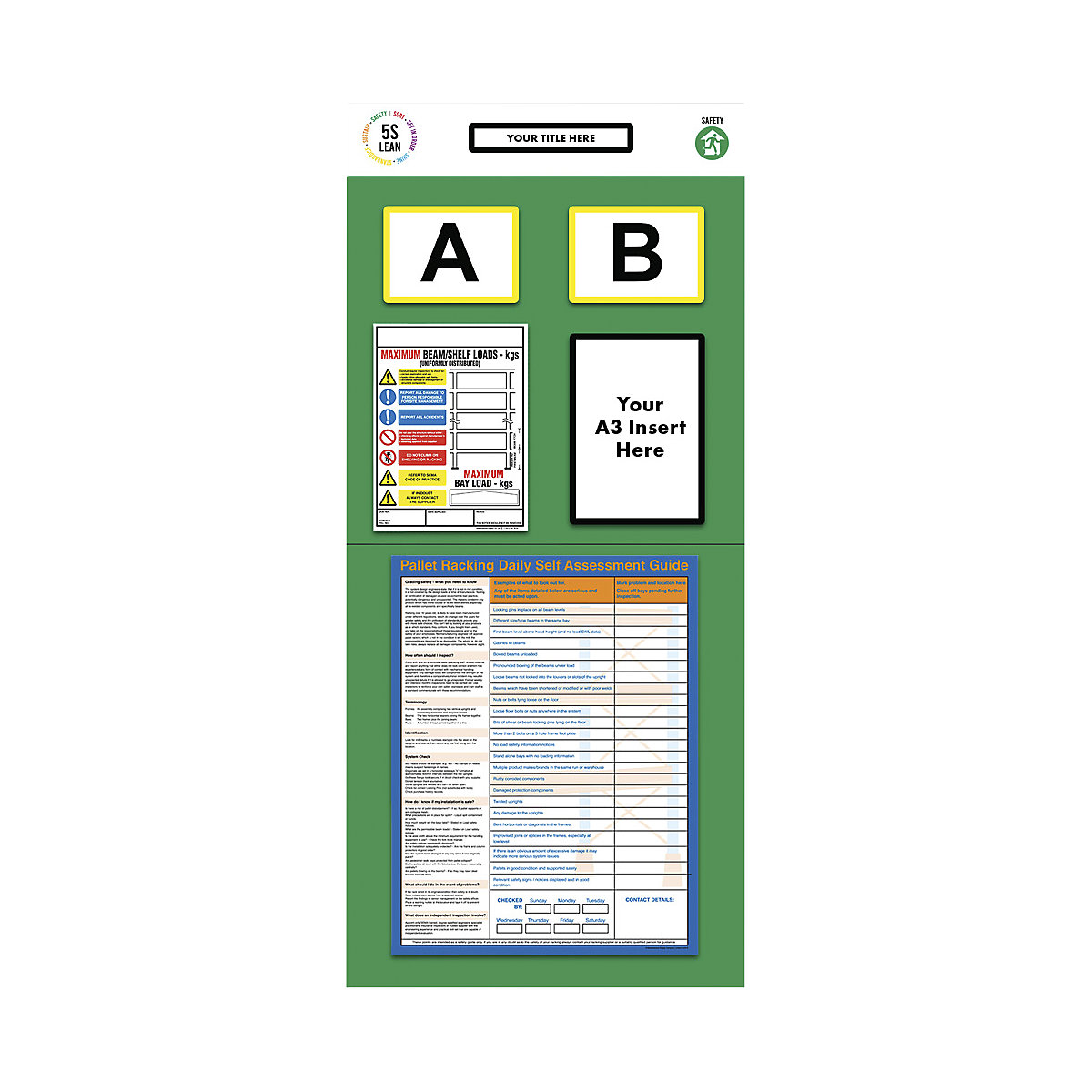 Quadro de informação para estante com marcação dupla