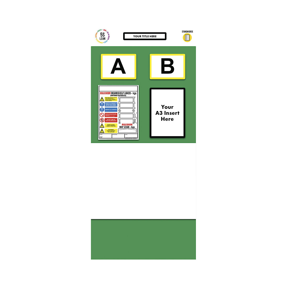 Quadro de informação para estante com marcação dupla