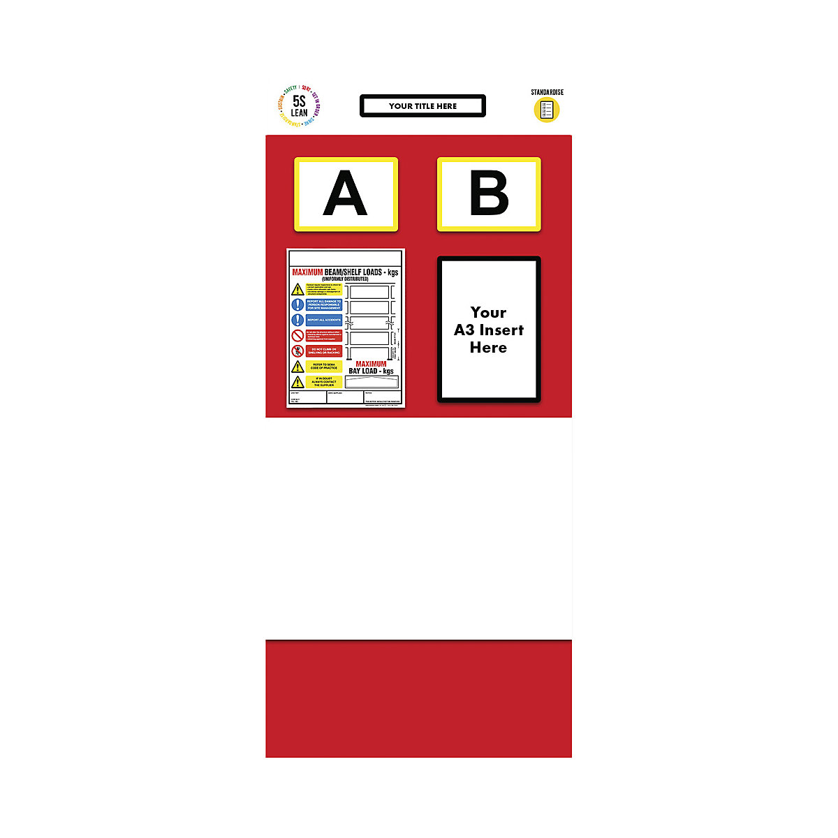 Quadro de informação para estante com marcação dupla