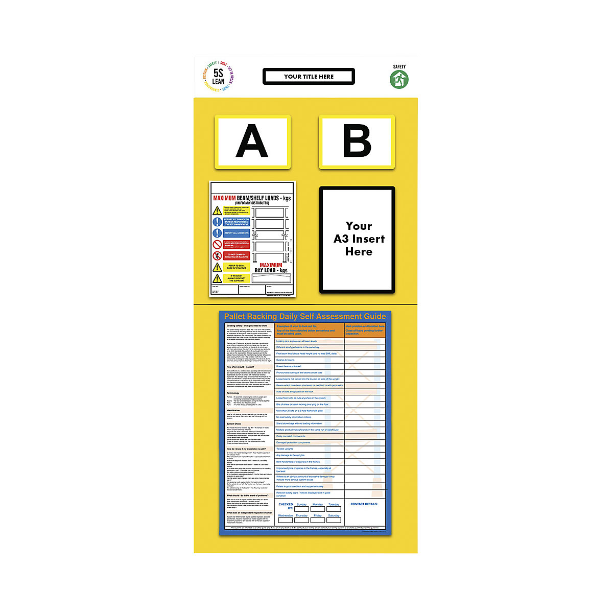 Quadro de informação para estante com marcação dupla