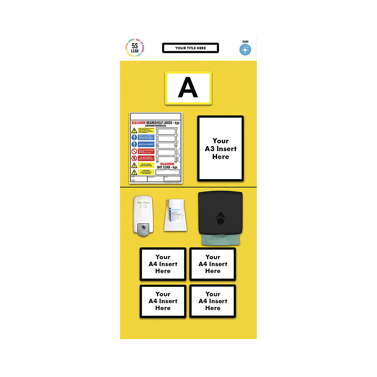 Quadro de informação para estante com marcação individual, desinfeção, AxL 2000 x 900 mm, amarelo-0