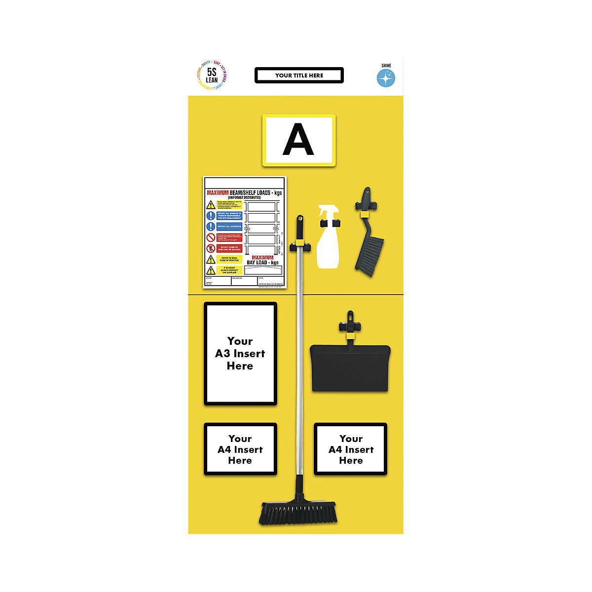 Quadro de informação para estante com marcação individual, limpeza, AxL 2000 x 900 mm, amarelo-0