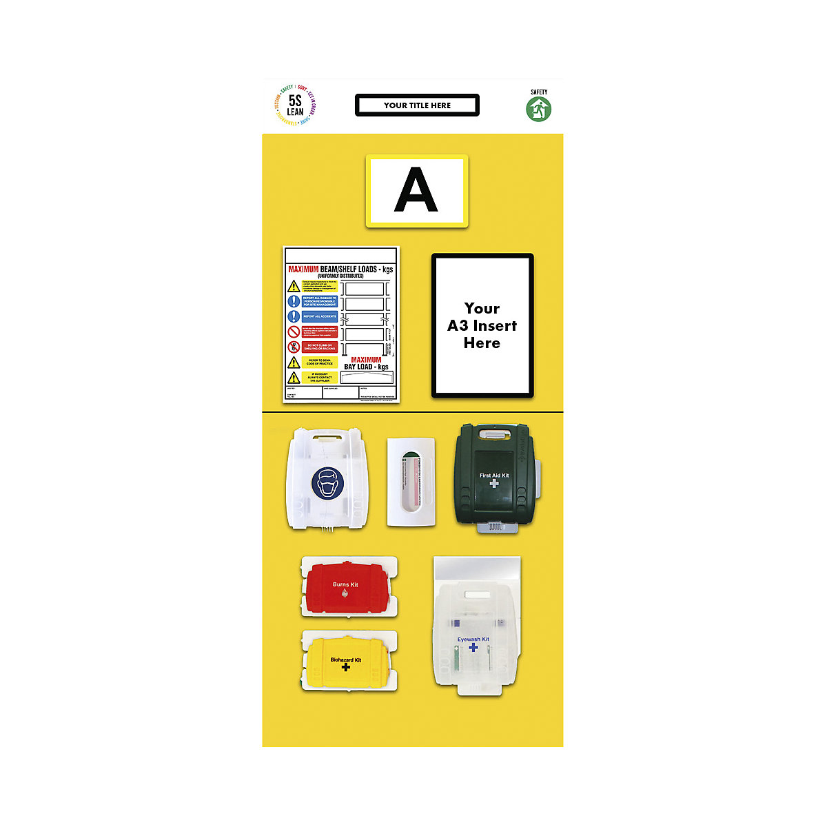 Quadro de informação para estante com marcação individual, primeiros socorros, AxL 2000 x 900 mm, amarelo-0