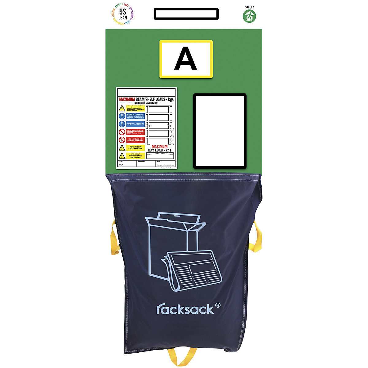 Quadro de informação para estante com marcação individual, com saco do lixo, AxL 2000 x 900 mm, verde-0