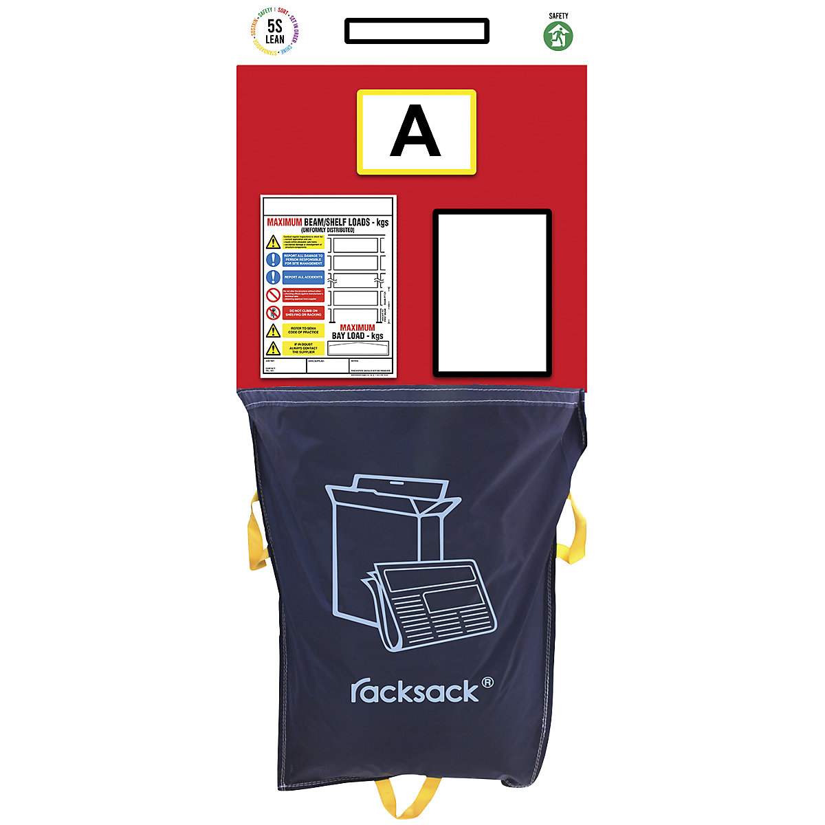 Quadro de informação para estante com marcação individual, com saco do lixo, AxL 2000 x 900 mm, vermelho-0