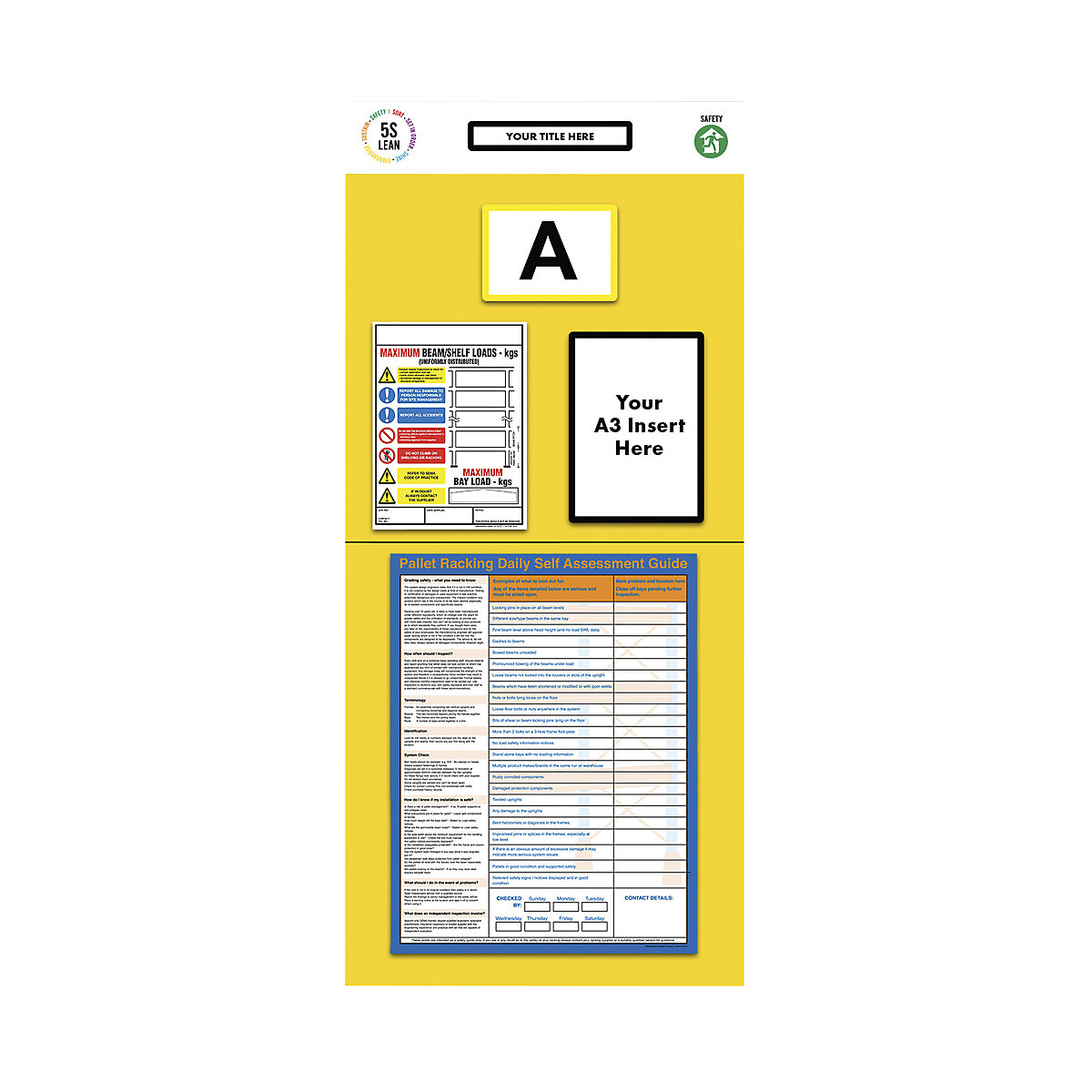Quadro de informação para estante com marcação individual, avaliação, AxL 2000 x 900 mm, amarelo-0