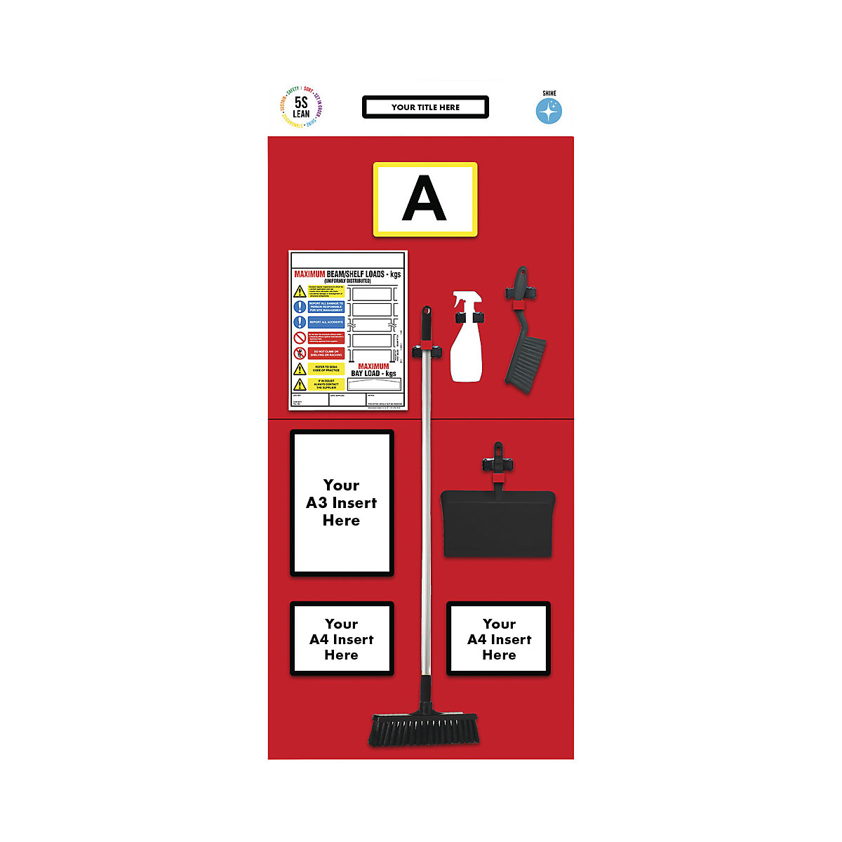 Quadro de informação para estante com marcação individual, limpeza, AxL 2000 x 900 mm, vermelho-0