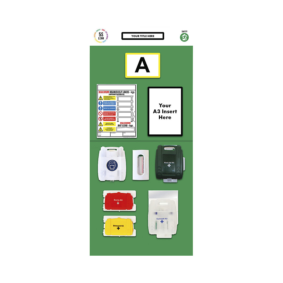 Quadro de informação para estante com marcação individual, primeiros socorros, AxL 2000 x 900 mm, verde-0
