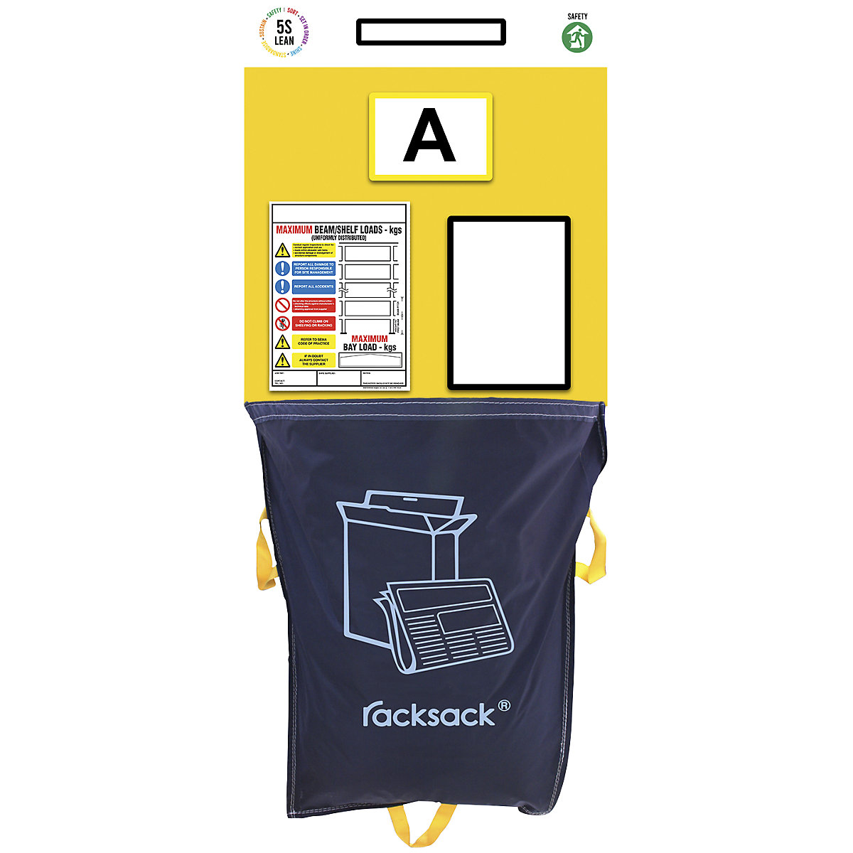Quadro de informação para estante com marcação individual, com saco do lixo, AxL 2000 x 900 mm, amarelo-0