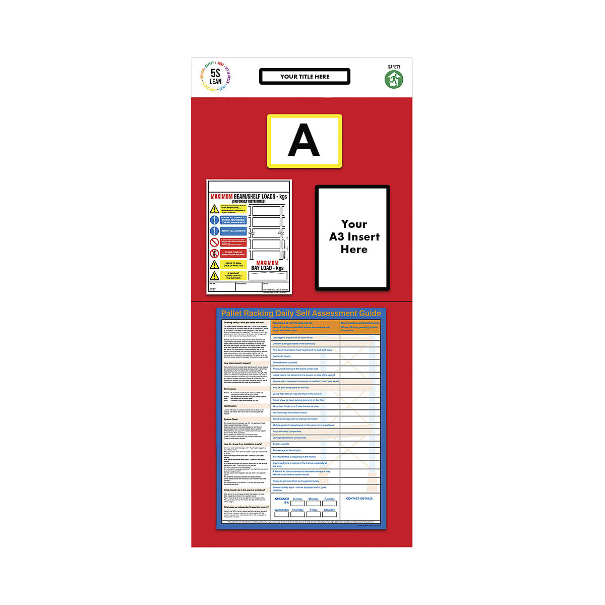 Quadro de informação para estante com marcação individual, avaliação, AxL 2000 x 900 mm, vermelho-0