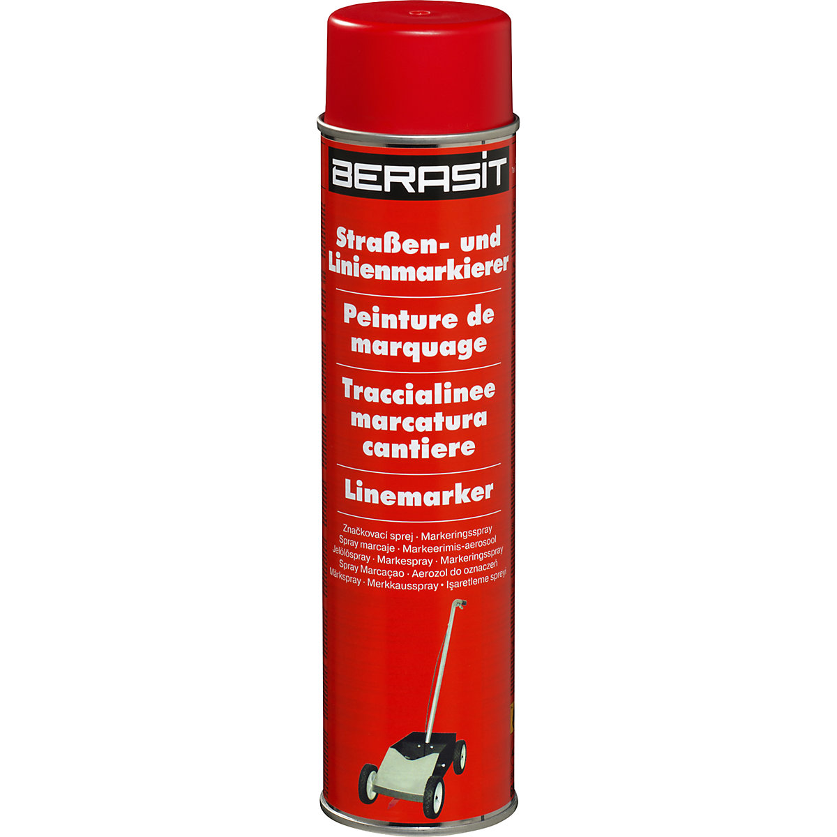 Carro de marcação a cores BASIC, conjunto com 1 lata de tinta amarela e 12 latas de tinta adicionais, vermelho-0