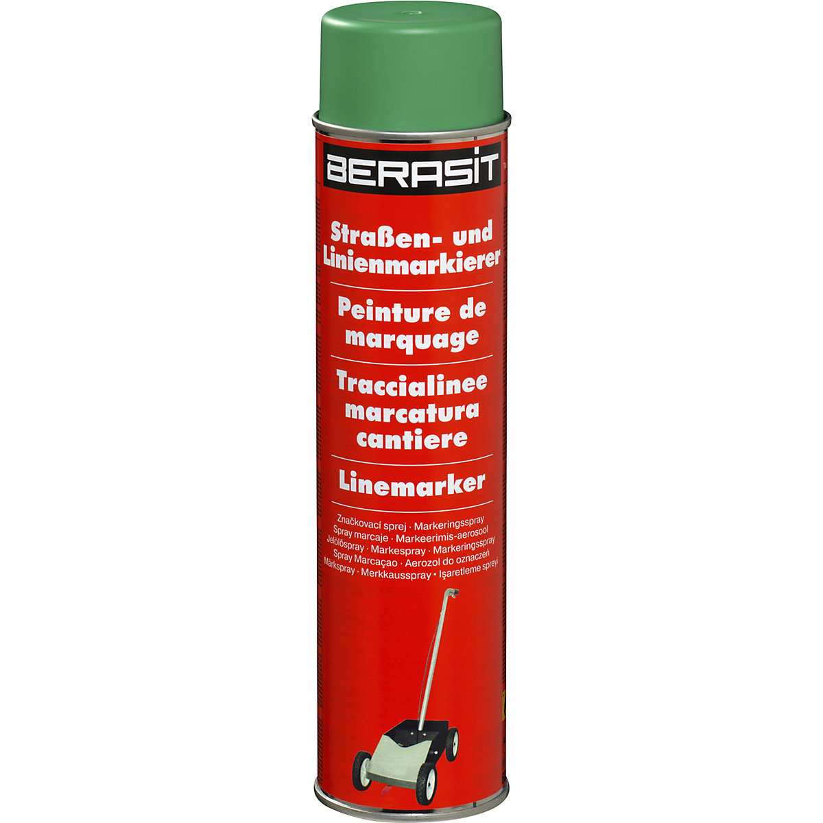 Carro de marcação a cores BASIC, conjunto com 1 lata de tinta amarela e 12 latas de tinta adicionais, verde-0