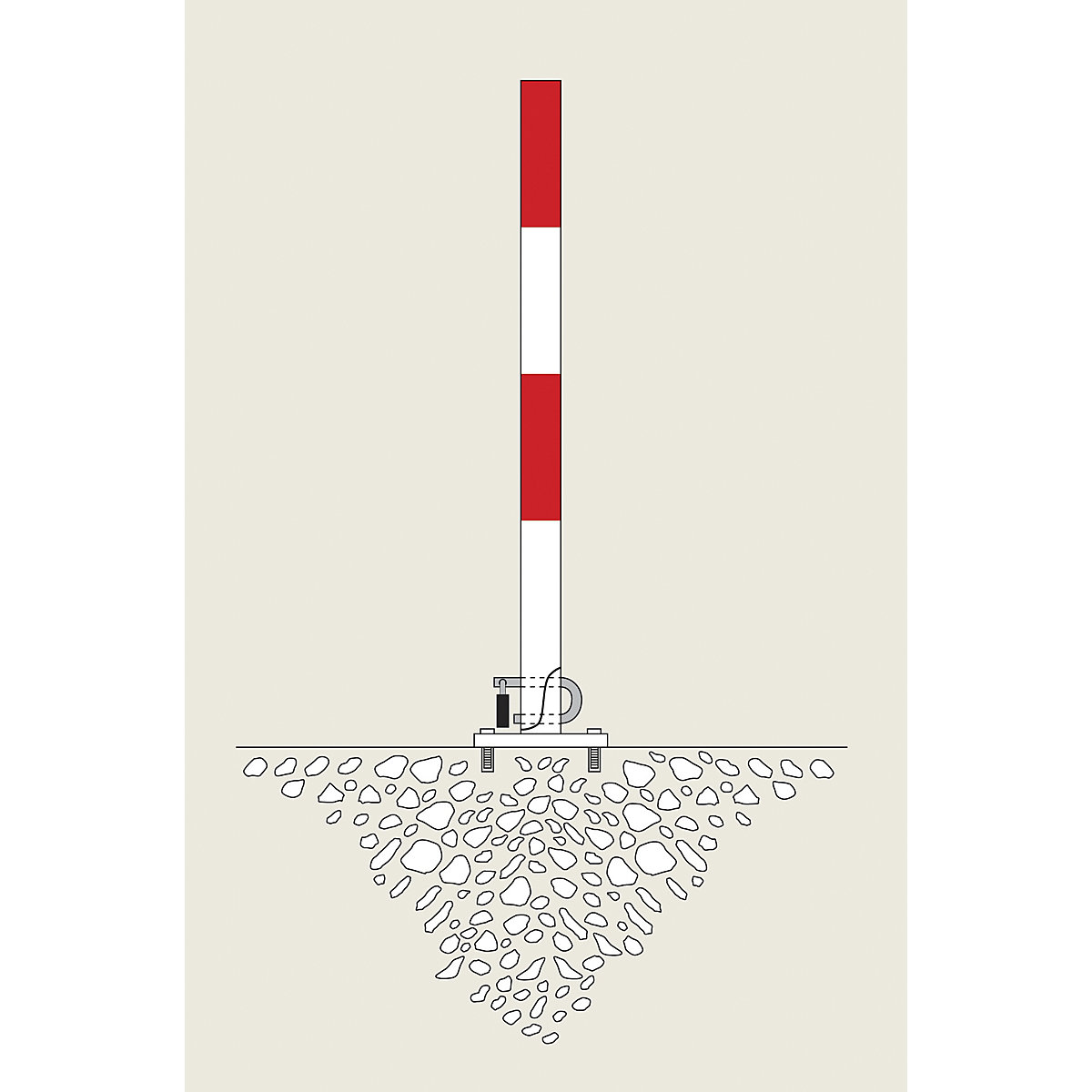 Poste articulado, para fixar com buchas, vermelho-branco-0