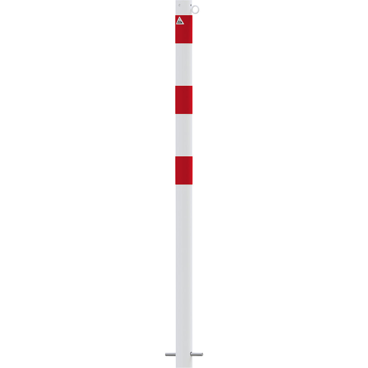 Poste de barreira, Ø 60 mm, branco/vermelho – Schake, para encastrar em betão, com 1 olhal-0