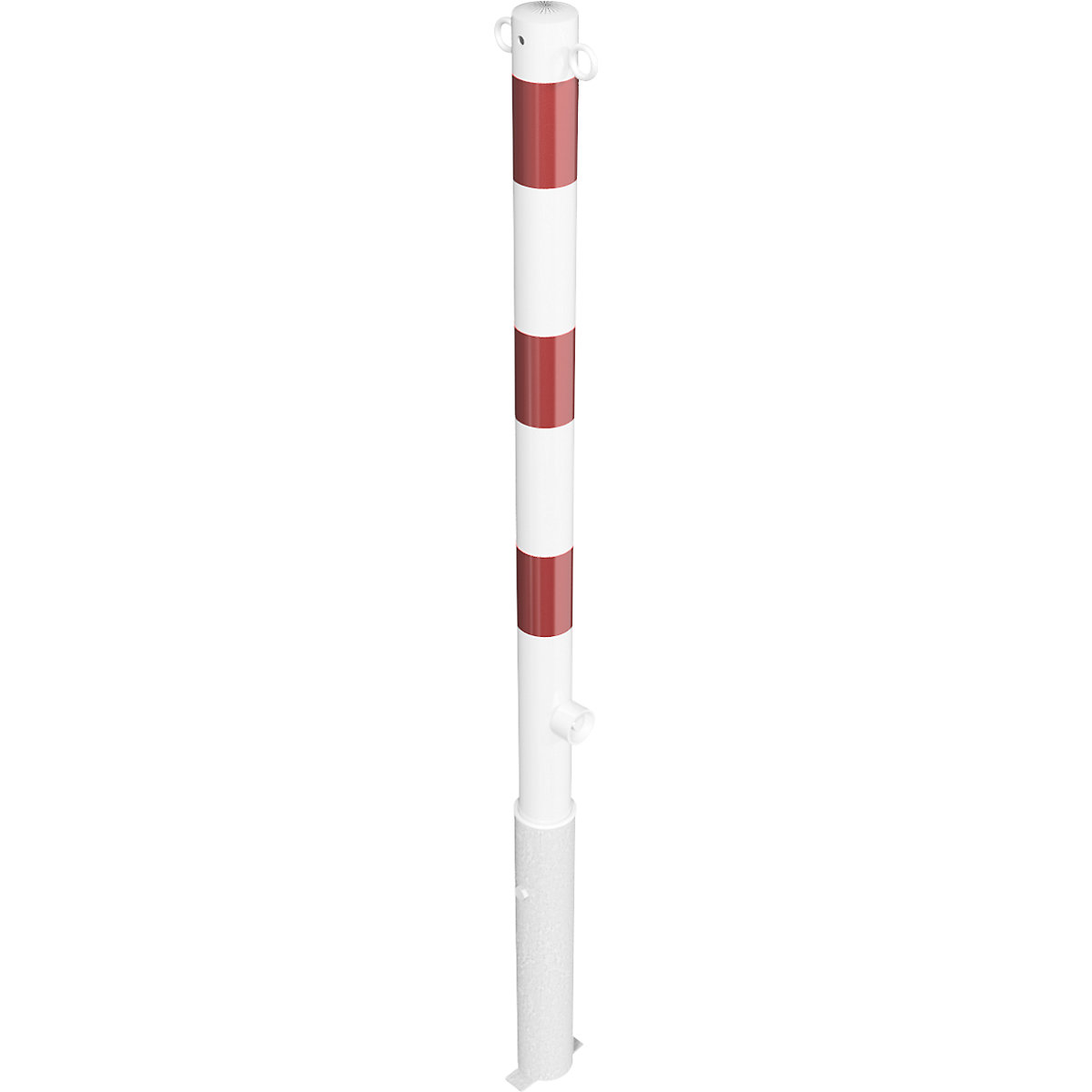 Poste de barreira, Ø 60 mm, branco/vermelho – Schake, amovível, com 2 olhais-0