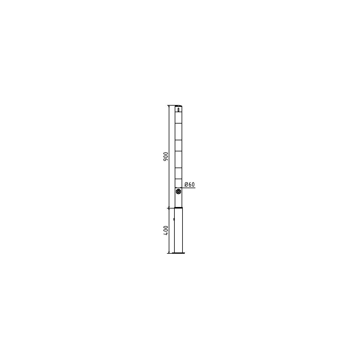 Poste de barreira, Ø 60 mm, branco/vermelho – Schake (Imagem do produto 3)-2