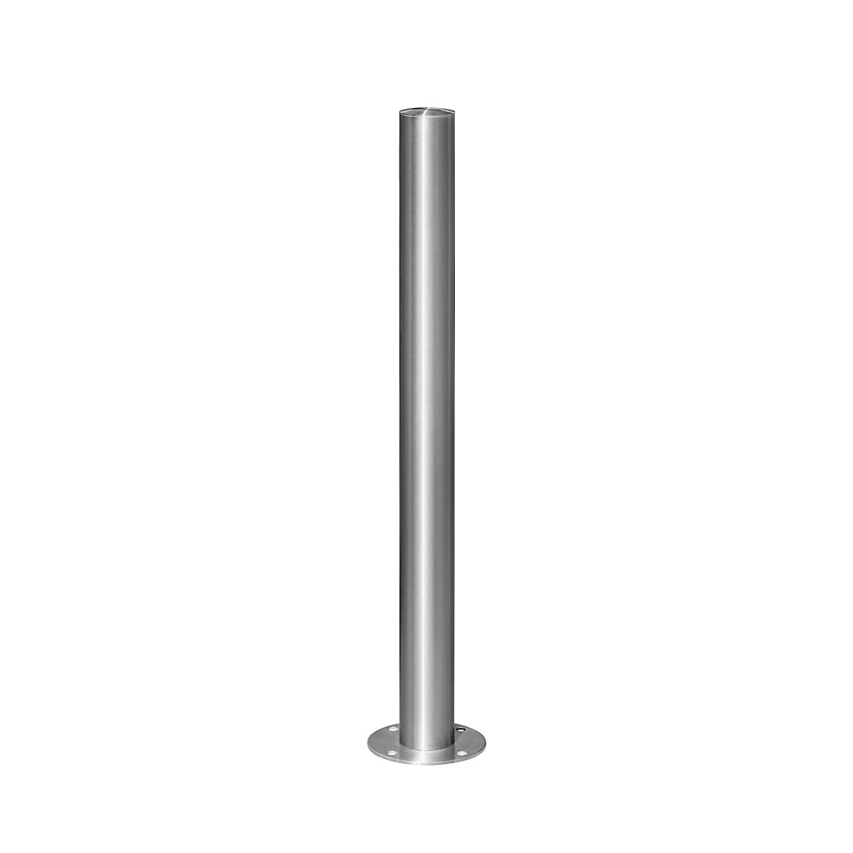 Poste de barreira em aço inoxidável, com cabeça plana, placa de solo para fixar com buchas, Ø 76 mm-0