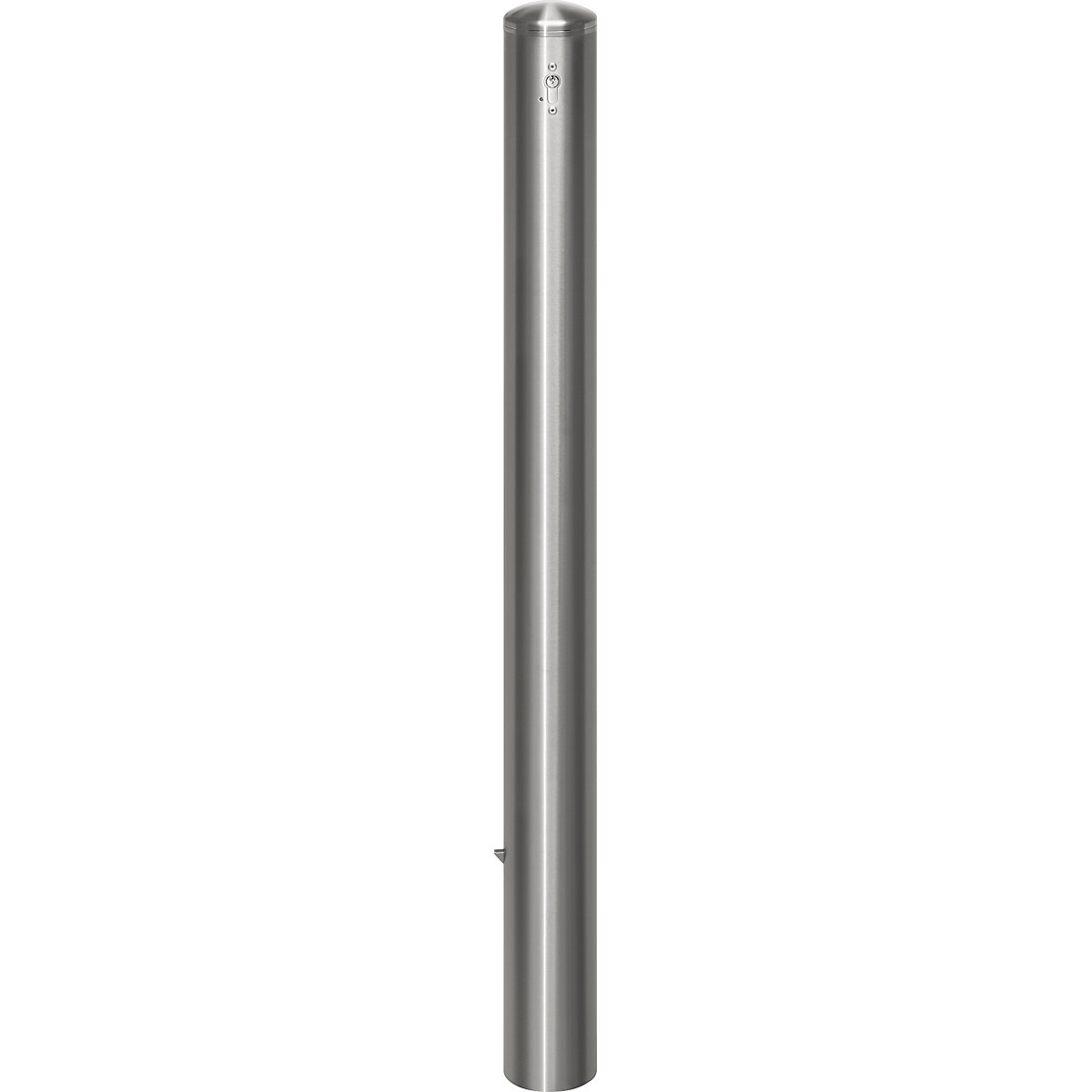 Poste de barreira em aço inoxidável, com tampa, encaixe de solo para encastrar em betão, Ø 102 mm, cilindro de perfil-0