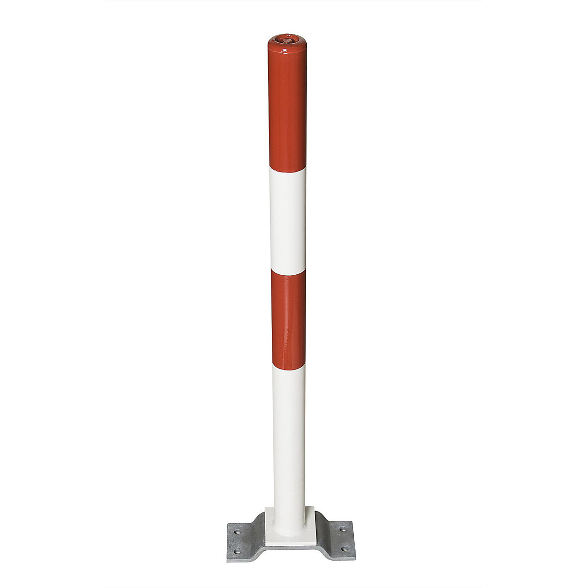 Poste de barreira em aço, para fixar com buchas, Ø 76 mm, vermelho/branco-0