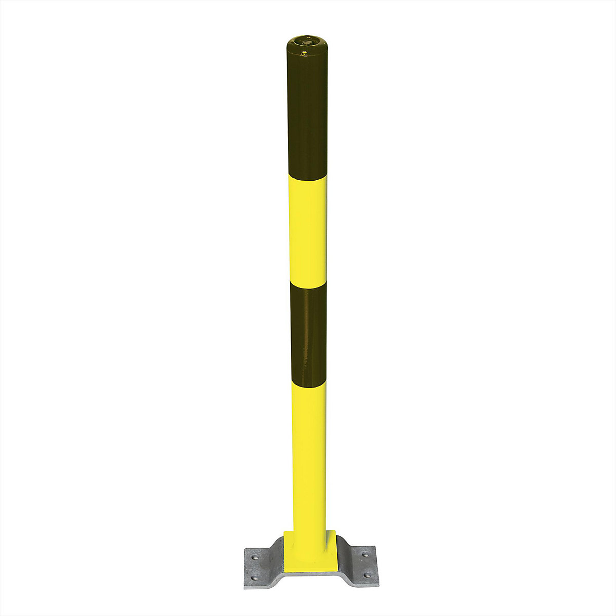 Poste de barreira em aço, para fixar com buchas, Ø 76 mm, preto/amarelo-0
