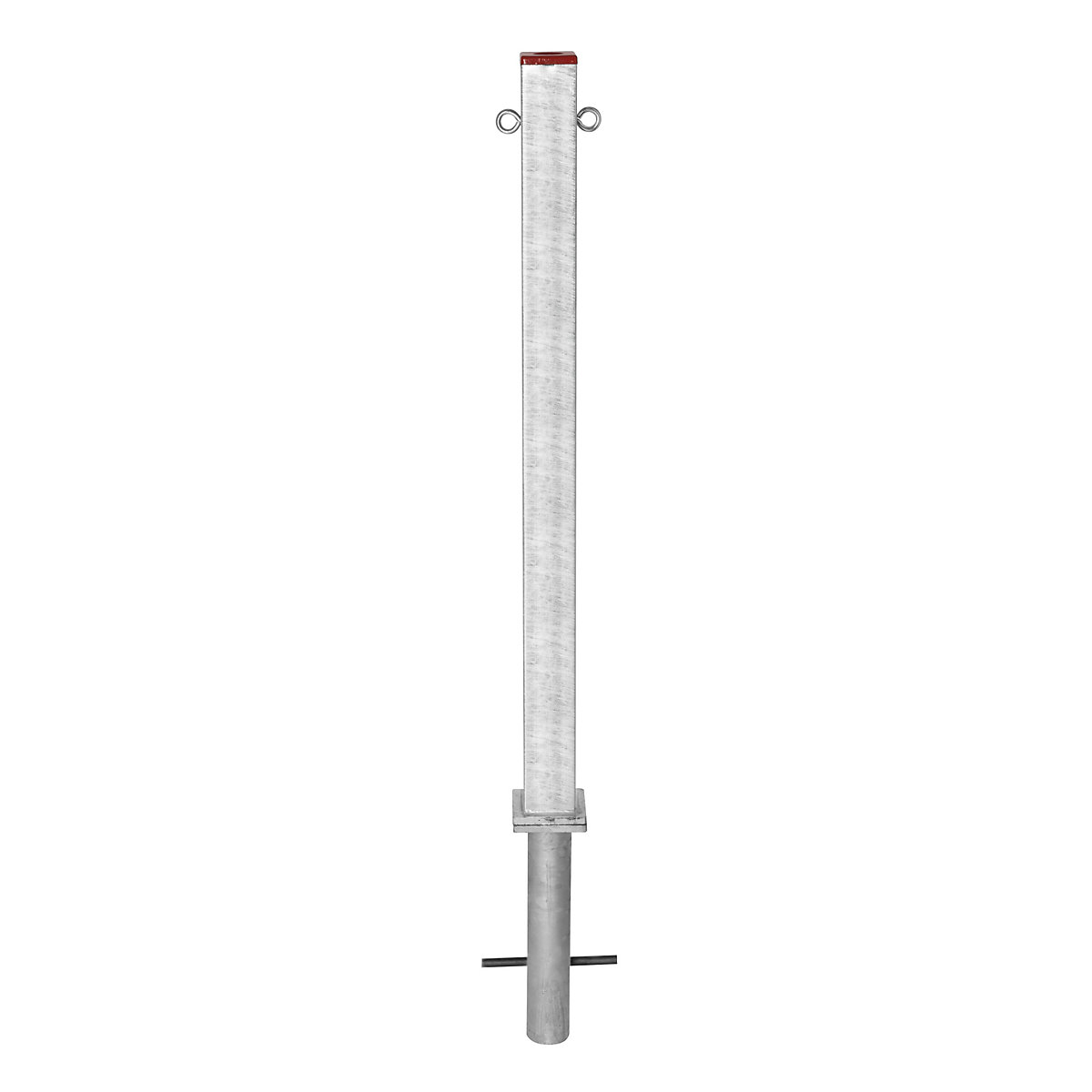 Poste de barreira em aço, para encastrar em betão, 70 x 70 mm, galvanizado a fogo, 2 olhais de corrente-0
