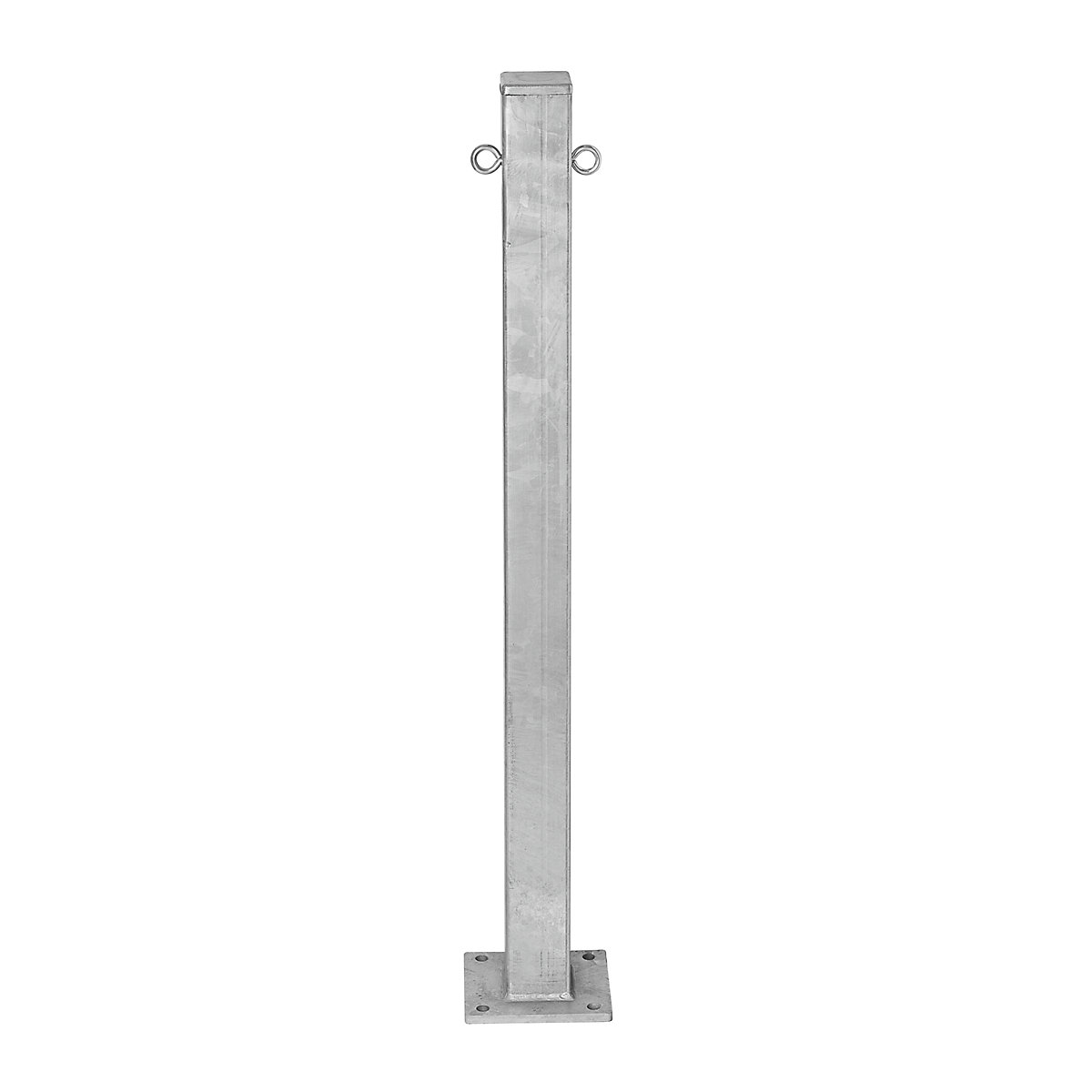 Poste de barreira em aço, para fixar com buchas, 70 x 70 mm, galvanizado a fogo, 2 olhais de corrente-0